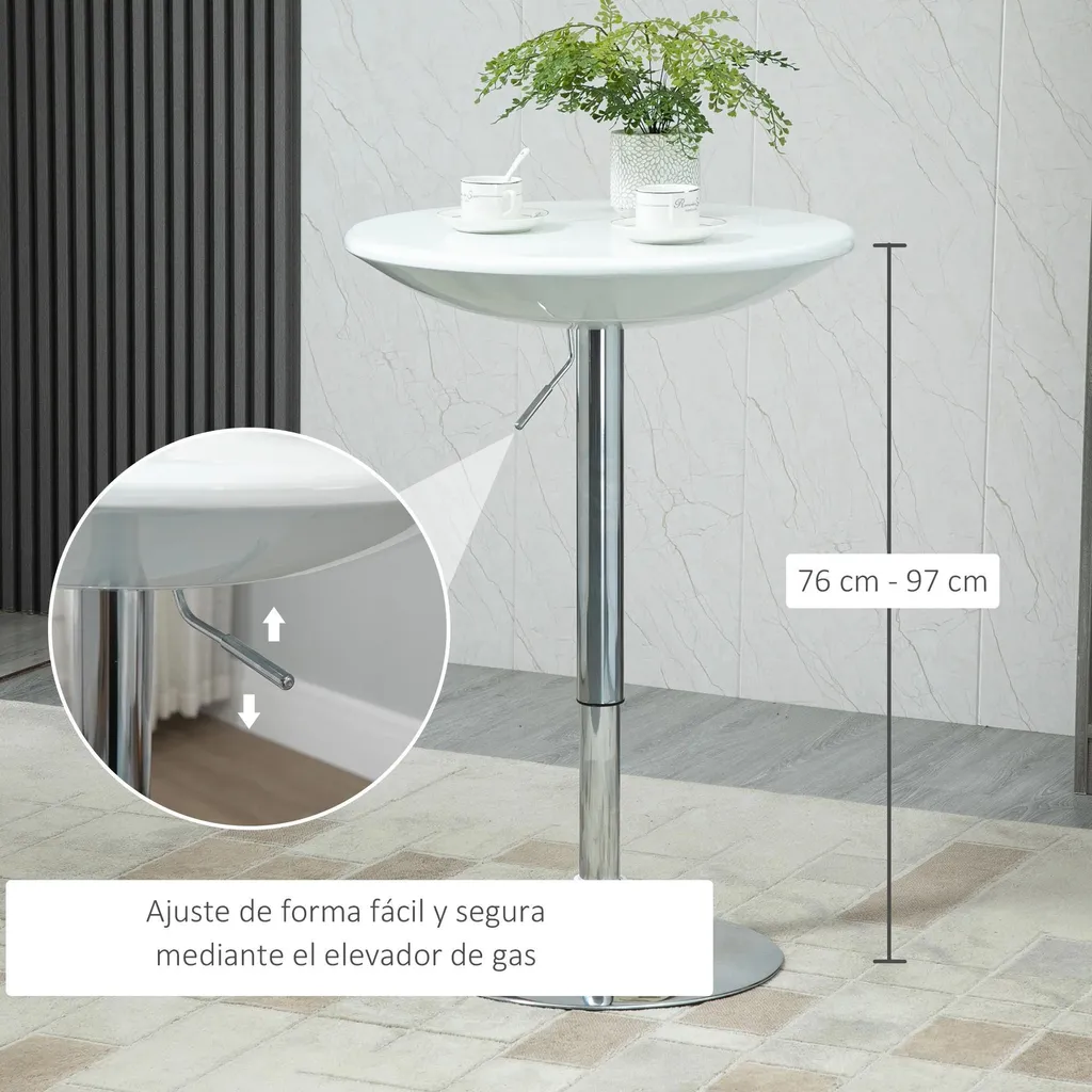 Table haute gain de place réglable - Table de bar en bois blanche