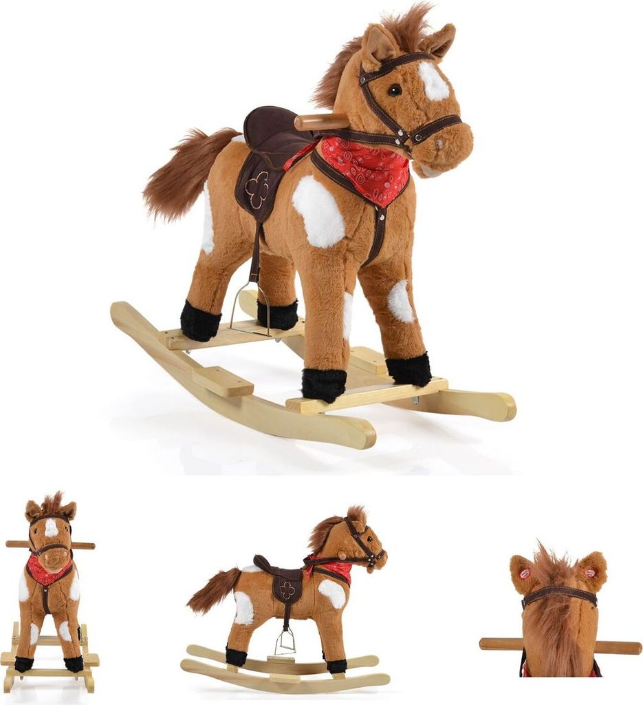 Babyshoppen Schaukelpferd Thunder WJ-302, Plüsch Sound, Kufen, Rollen, Sattel