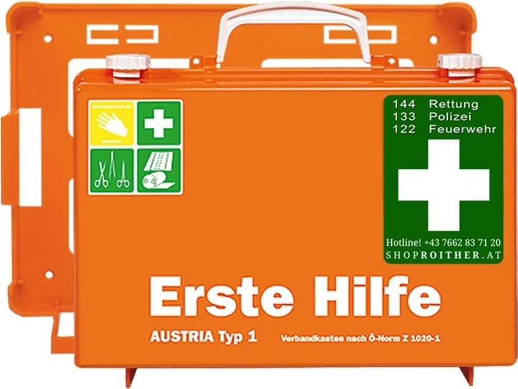 Erste Hilfe-Koffer SN-CD orange Füllung Österreich-Norm