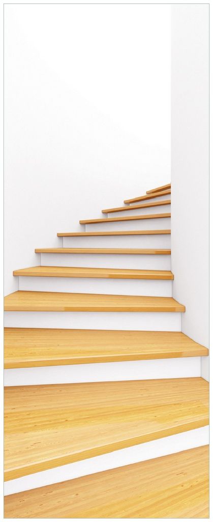 Wallario Memoboard Magnettafel aus Glas, Größe 32 x 80 cm, Motiv Wendeltreppe aus hellem Holz