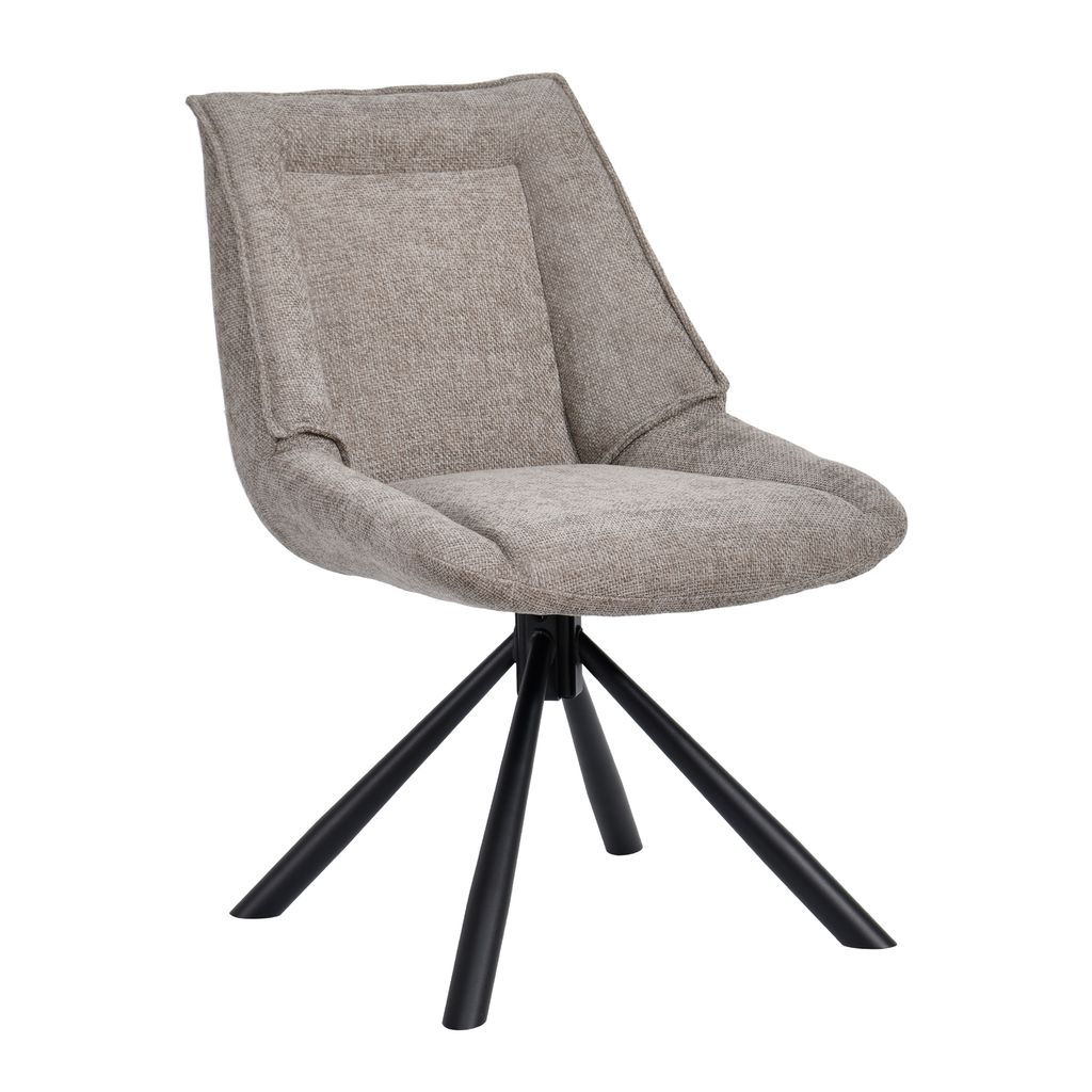 Duhome Esszimmerstuhl Ergonomischer Küchenstuhl 180° drehbar Stuhl aus Chenille Stoff und Metallgestell Loungestuhl mit Rückstellfunktion, Taupe