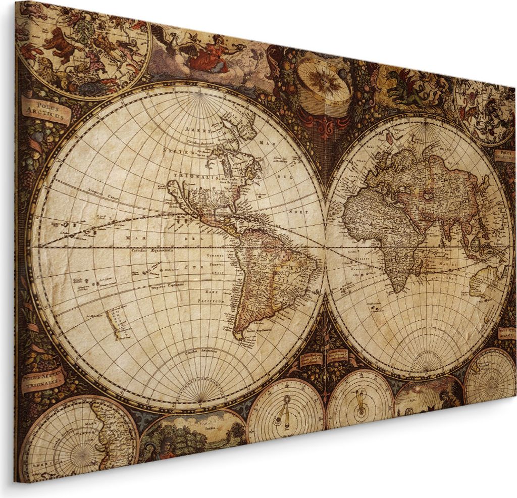Canvas Bild LEINWANDBILD Kunstdruck XXL Wandbild Weltkarte Alt Geografie