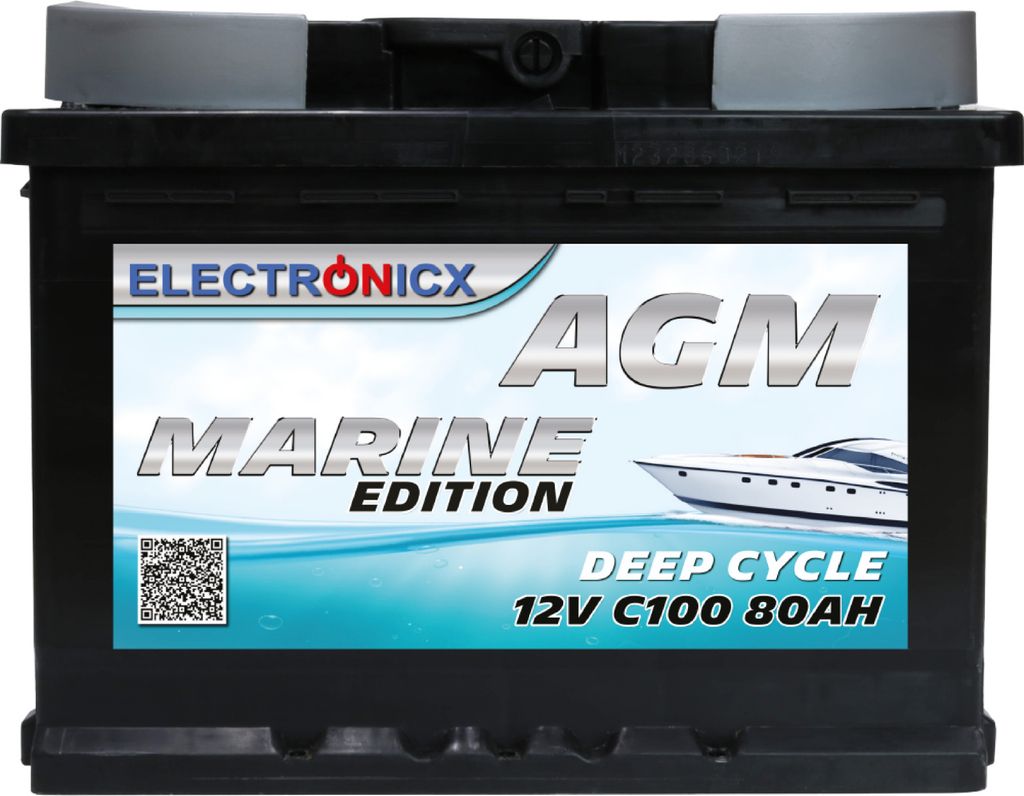 Batteria AGM Electronicx 80Ah Edizione Marina - Batteria di Immagine del prodotto 