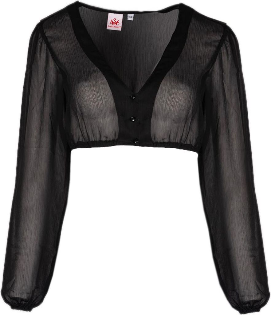 Dirndlbluse Efeu schwarz LA Chiffon 46 Produktbild 