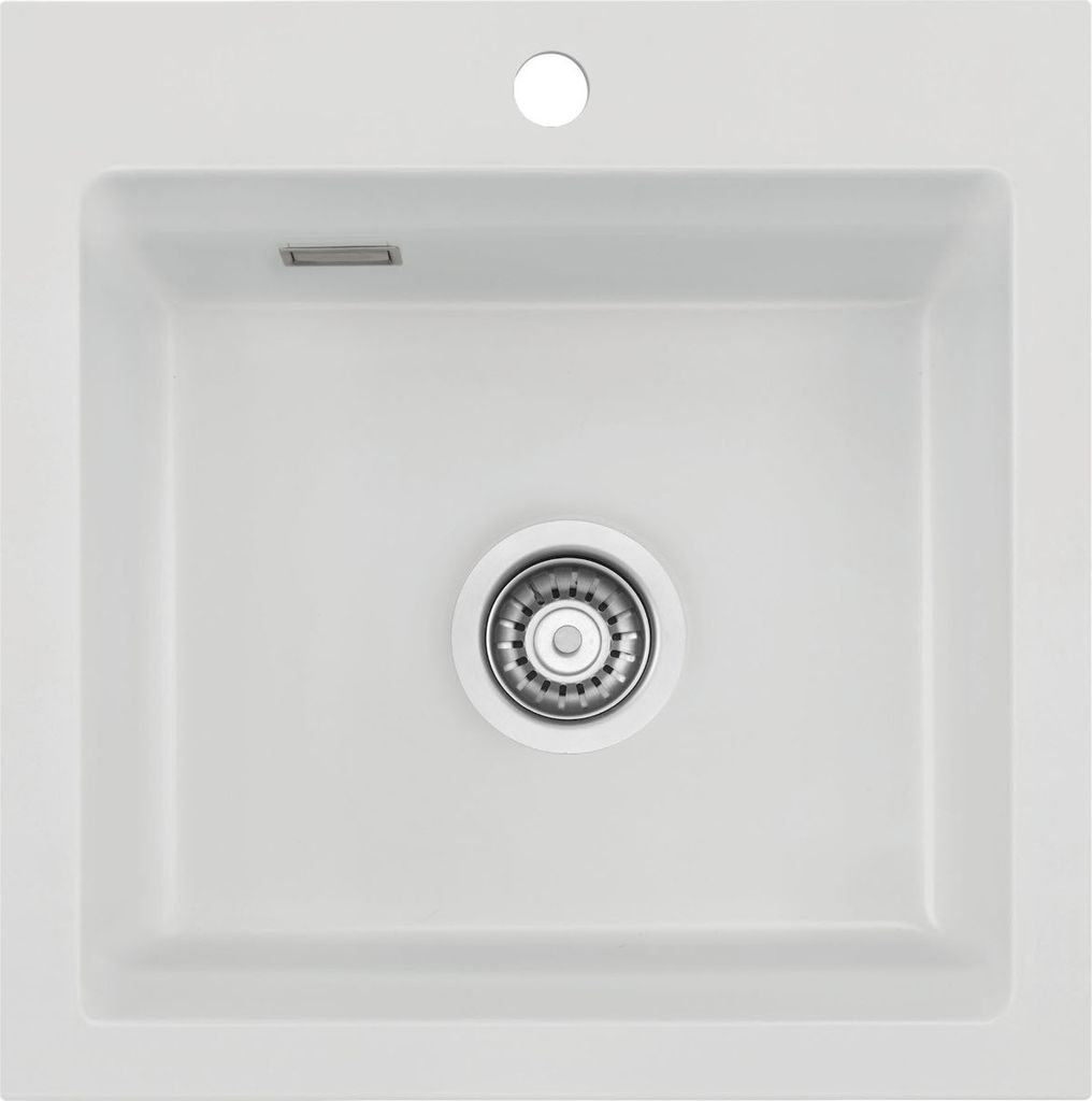 Flächenbündige Spüle KeraDomo KARA 51 F in SATIN mit Handbetätigung / ab Schrankbreite 50 cm / Einbauspüle