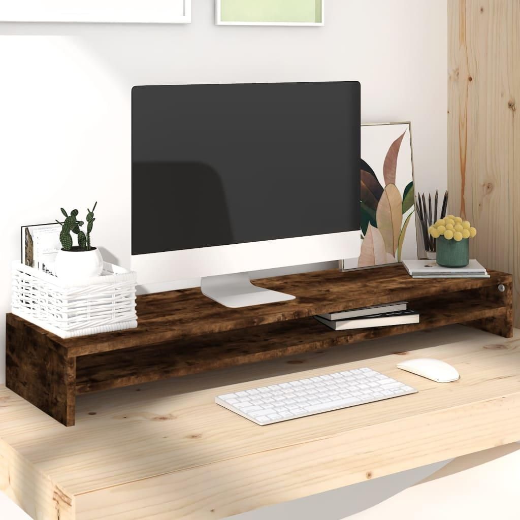 vidaXL Monitorständer Räuchereiche 100x24x13 cm Produktbild 