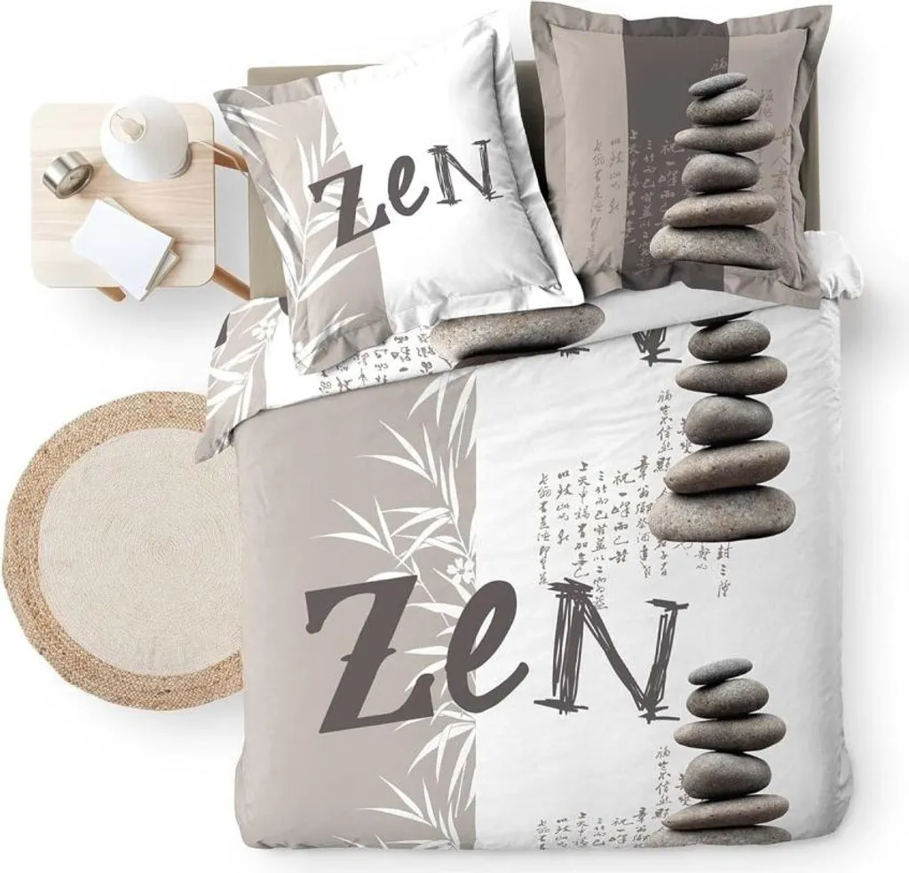 Parure de lit zen en coton 240x220 cm beige Douceur d'Intérieur