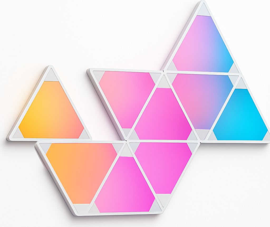 Calex Smart Triangle Light Panels Starter Kit, 9 Stück, 16 Mio. Farben & Effekte, WLAN App- & Sprachsteuerung, Musik-Sync