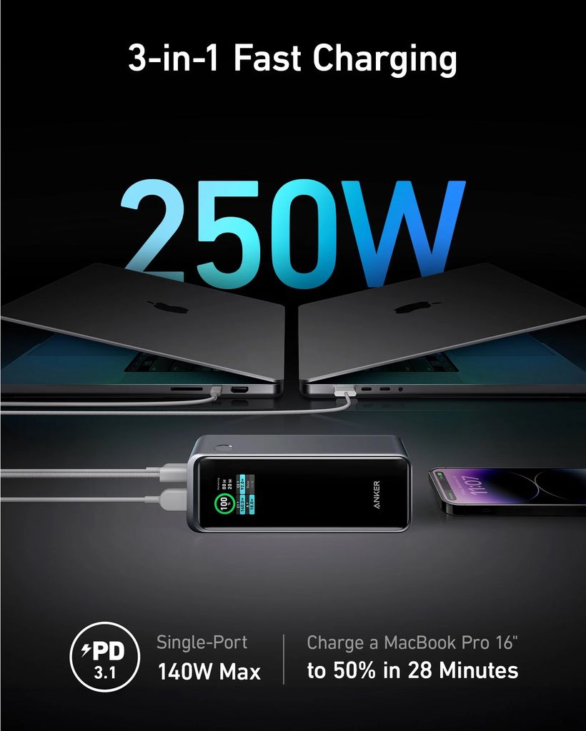 新品 未開封 Anker Prime 27650mAh Power Bank Anker Prime, Power Bank 27650 Mah, Czarny, A1340011