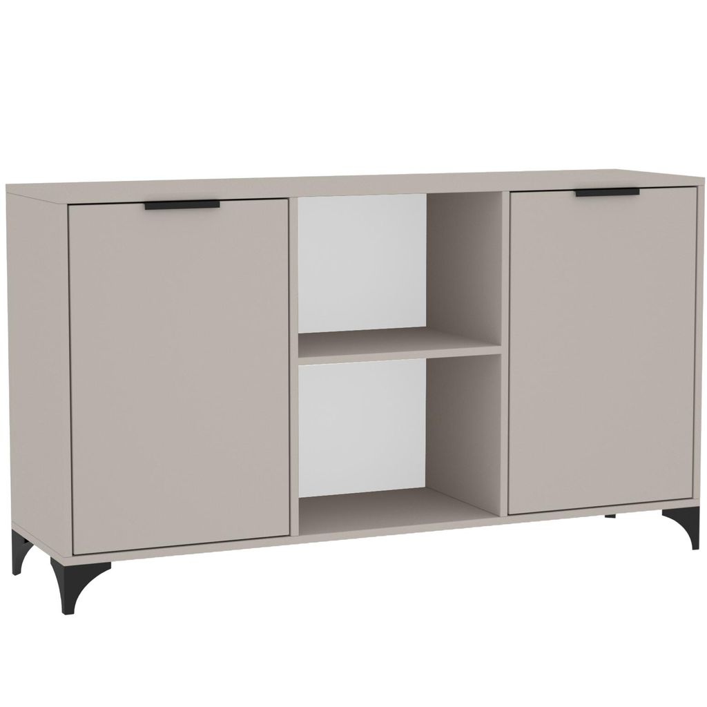 BEAUTYSOFA | Kommode HOME 2D – Sideboard mit 2 Türen und offenen Regalfächern, Standschrank in Kaschmir, mit Griffen