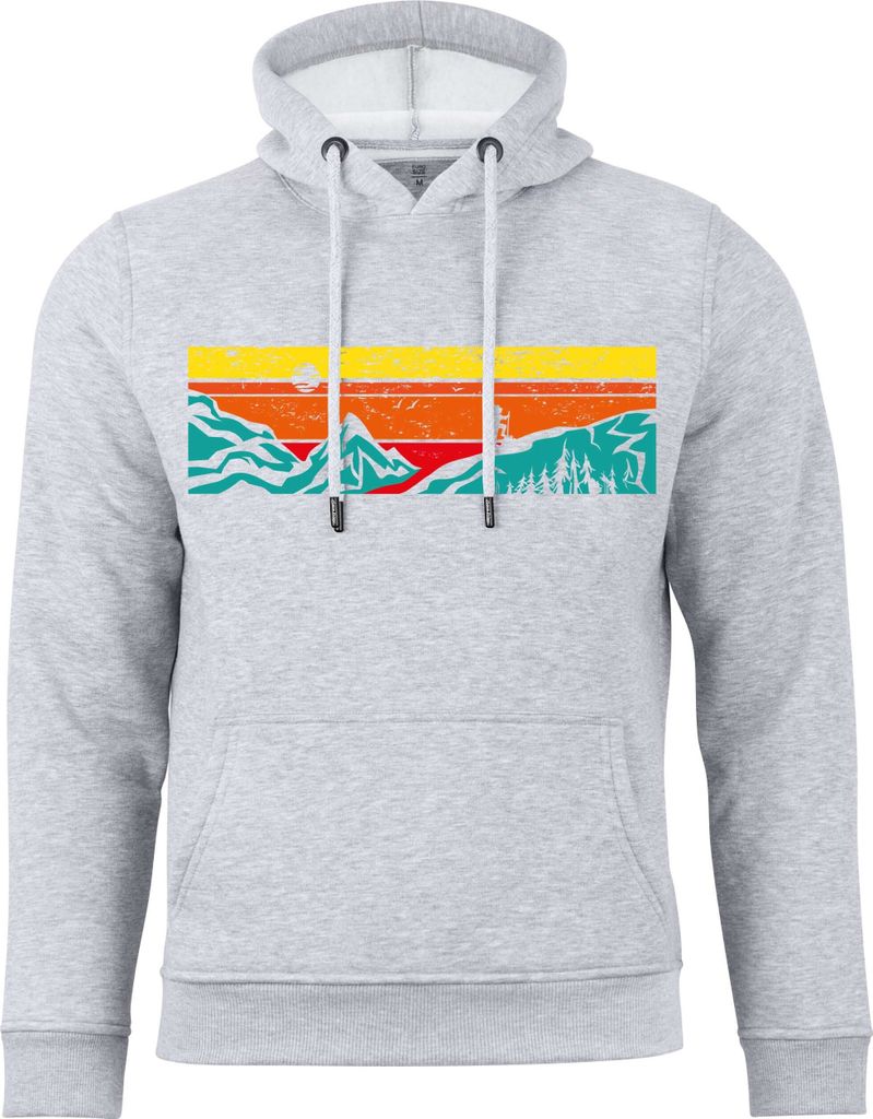 Cotton Prime Kapuzensweatshirt mit Bergen - Lets Hiking L Grau