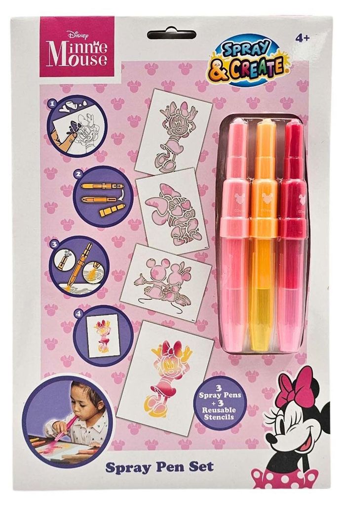 Disney Minnie Mouse - Spray & Create - Sprüh Stifte mit Schablonen