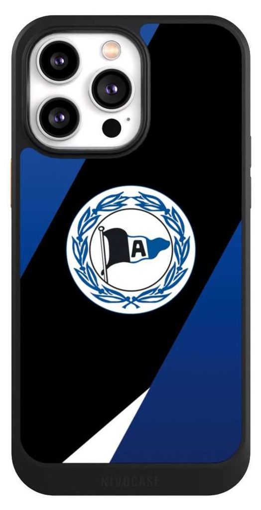 NIVOCASE Hülle für Apple iPhone 14 Pro Max Handyhülle NIVOcore Case Schwarz Arminia Bielefeld DSC Offizielles Lizenzprodukt