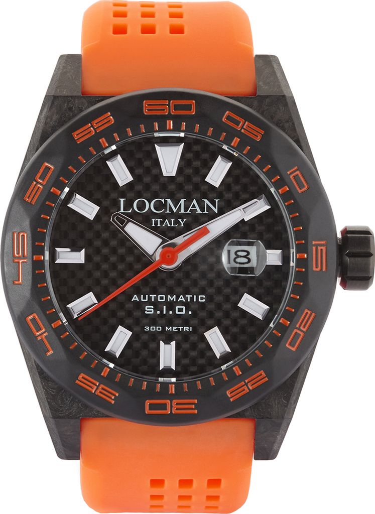 0216V1-CBCBNKOS2O Italy Herrenuhr Stealth Carbon Automatik schwarz/orange Ref. 0216 Locman