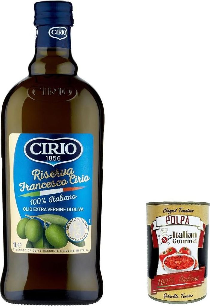 3x Cirio Olio Extra Vergine Di Oliva 100% Italiano, 100% italienisch extra native Olivenöl 750ml + Italian Gourmet polpa 400g