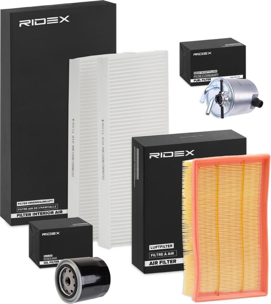RIDEX Filterset Inspektionspaket Filtersatz für NISSAN NP300 Navara Pickup (D40) Pathfinder III (R51) NP300 Navara Pritsche / Fahrgestell (D40)