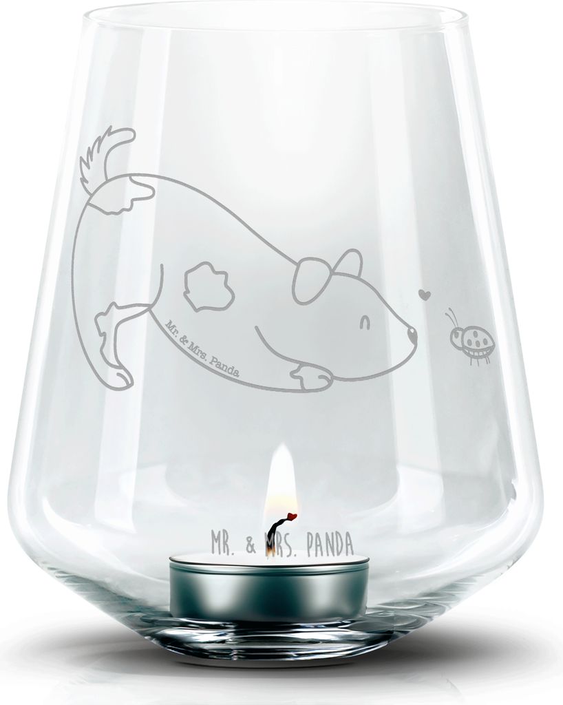 Mr. & Mrs. Panda gravur glas Hund Marienkäfer - Transparent - Geschenk, Mischlingshund, Neugierig, Windlicht, kerzenhalter, Teelichthalter, gravie...