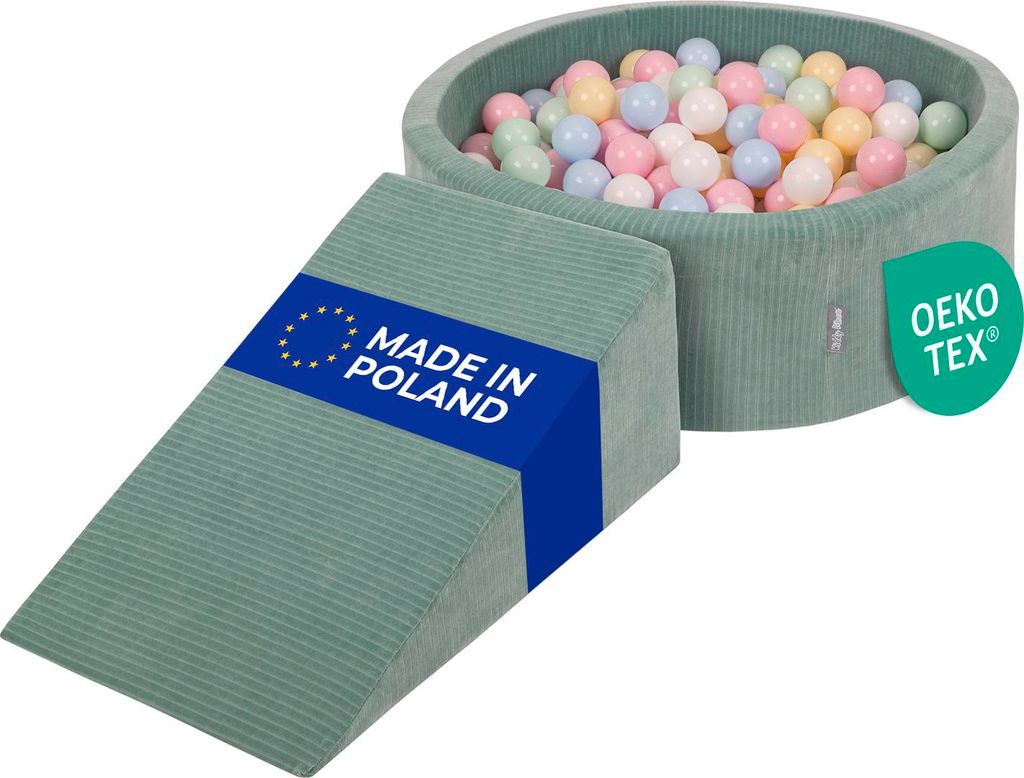 KiddyMoon Spielplatz Aus Schaumstoff Für Kinder mit Bälle Waschbare Bezug