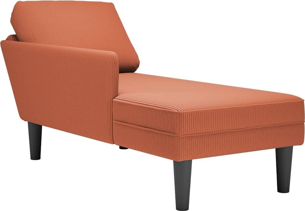 Möbel Chaiselongue mit Kissen Rot-orange Cordstoff - Recamieren 4009822