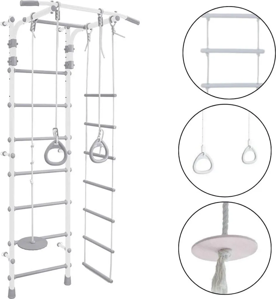 Espalier Gamma Pastell 2 en bois blanc avec accessoires de sport
