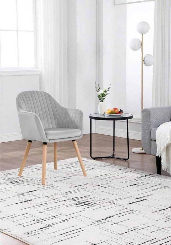 2er Sitzgarnitur - Samtbezogene Armlehnen - Ergonomische Konstruktion - Stabiles Holzrahmen - Für Wohnzimmer, Esszimmer oder Küche - Beige - 50x4...