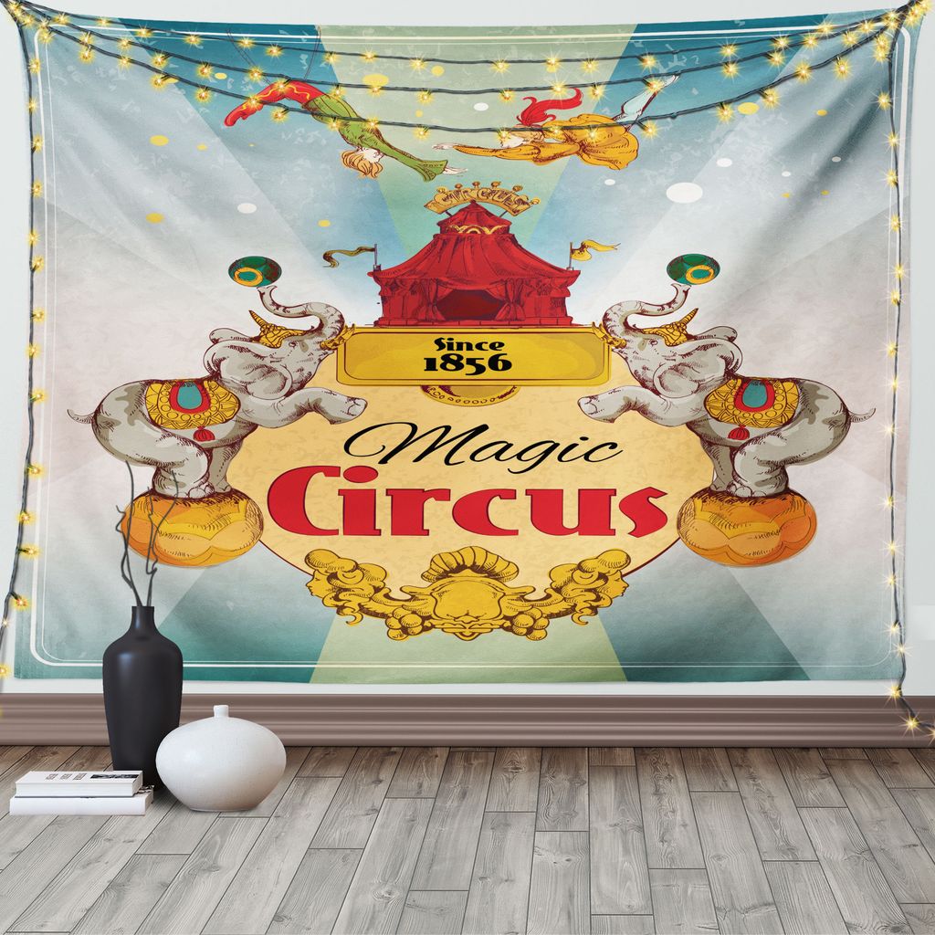 ABAKUHAUS Bunt Wandteppich, Weinlese-Zirkus-Zelt, Wohnzimmer Schlafzimmer Heim Seidiges Satin Wandteppich, 200 x 150 cm, Mehrfarbig