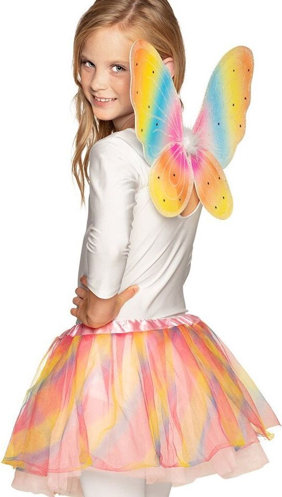 Set Fee Flügel und Tutu regenbogen