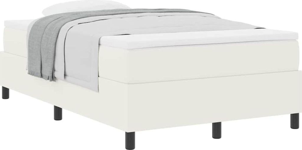 Boxspringbett Creme und Weiß 120 x 190 cm Cordstoff