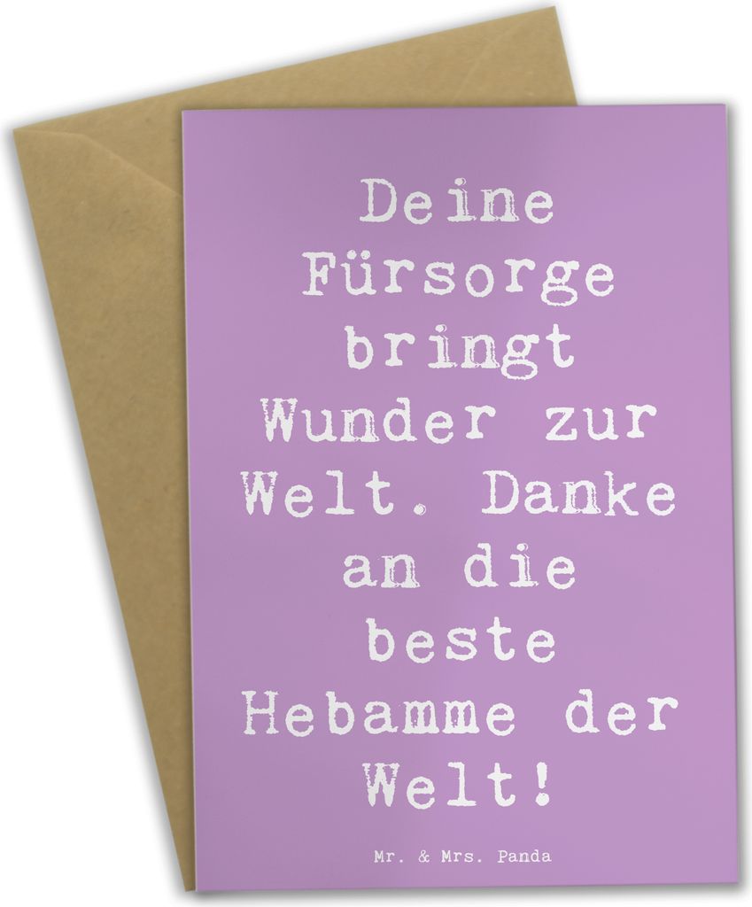 Mr. & Mrs. Panda neujahrskarte Spruch Beste Hebamme - Lavendeltraum - Geschenk, glückwunschkarten, Fürsorge, Aufmerksamkeit, Hebammen-Dank, Bedan...