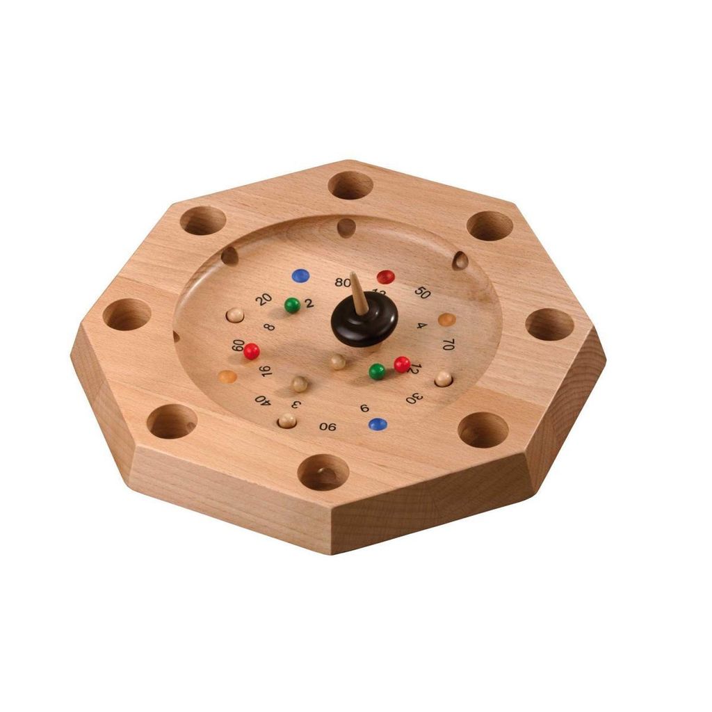 Tiroler Roulette Octagon Holzbrettspiel für 2 Spieler, ab 8 Jahren
