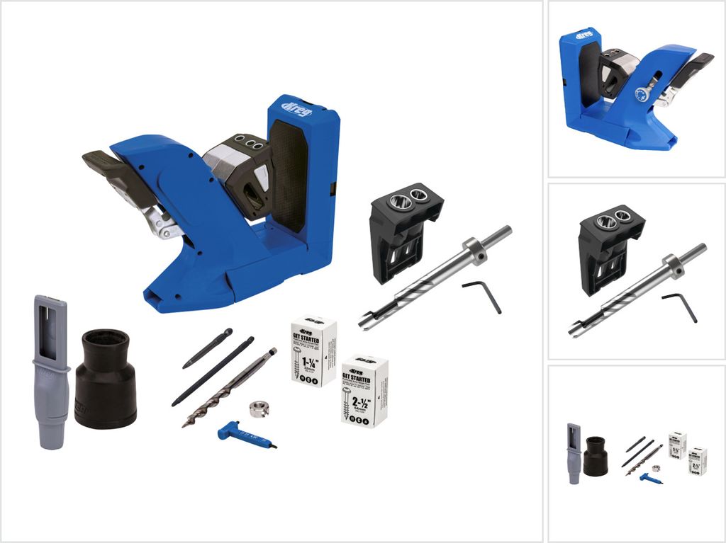 KREG Pocket Hole Jig 720 Taschenloch Bohrschablone ( KPHJ720 ) + Dübel Bohrschablone + Stufenbohrer + Bit + Schrauben