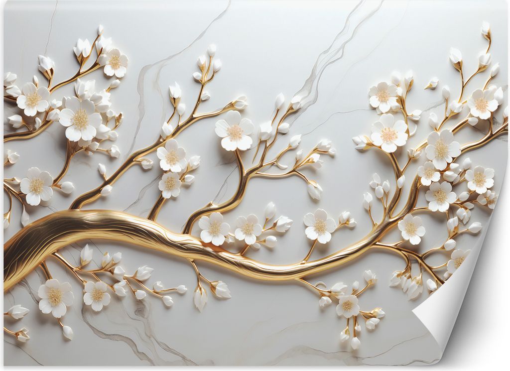 Vlies fototapete Gold Glamour Baum 450x315 cm Feeby Gold inkl. Kleber einfache Montage