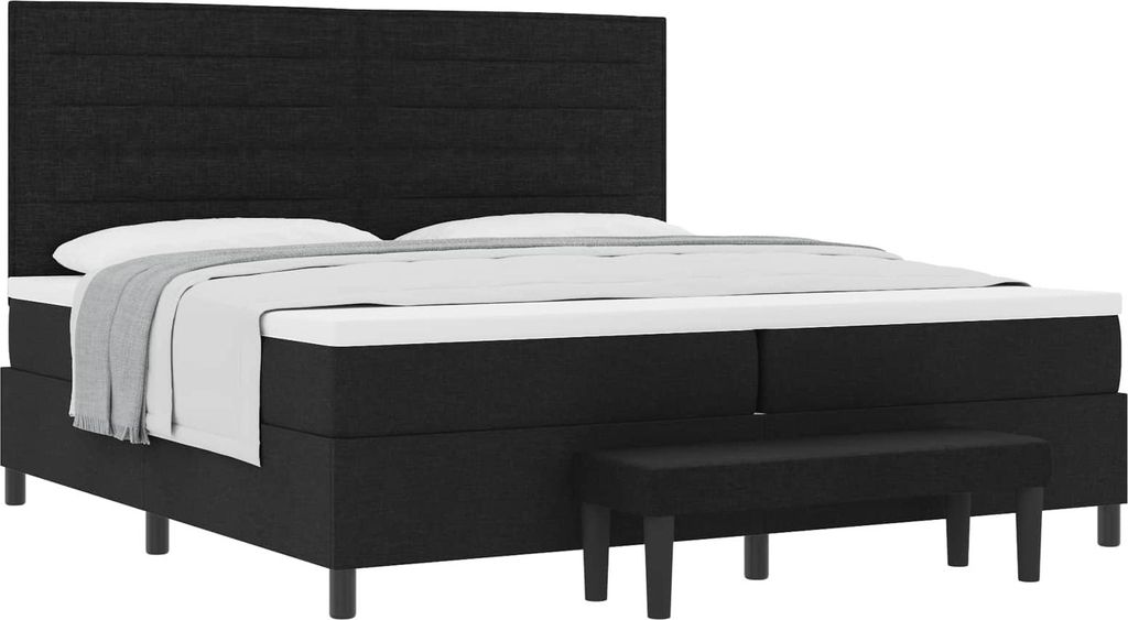 Boxspringbett mit Matratze Schwarz 200 x 200 cm Stoff