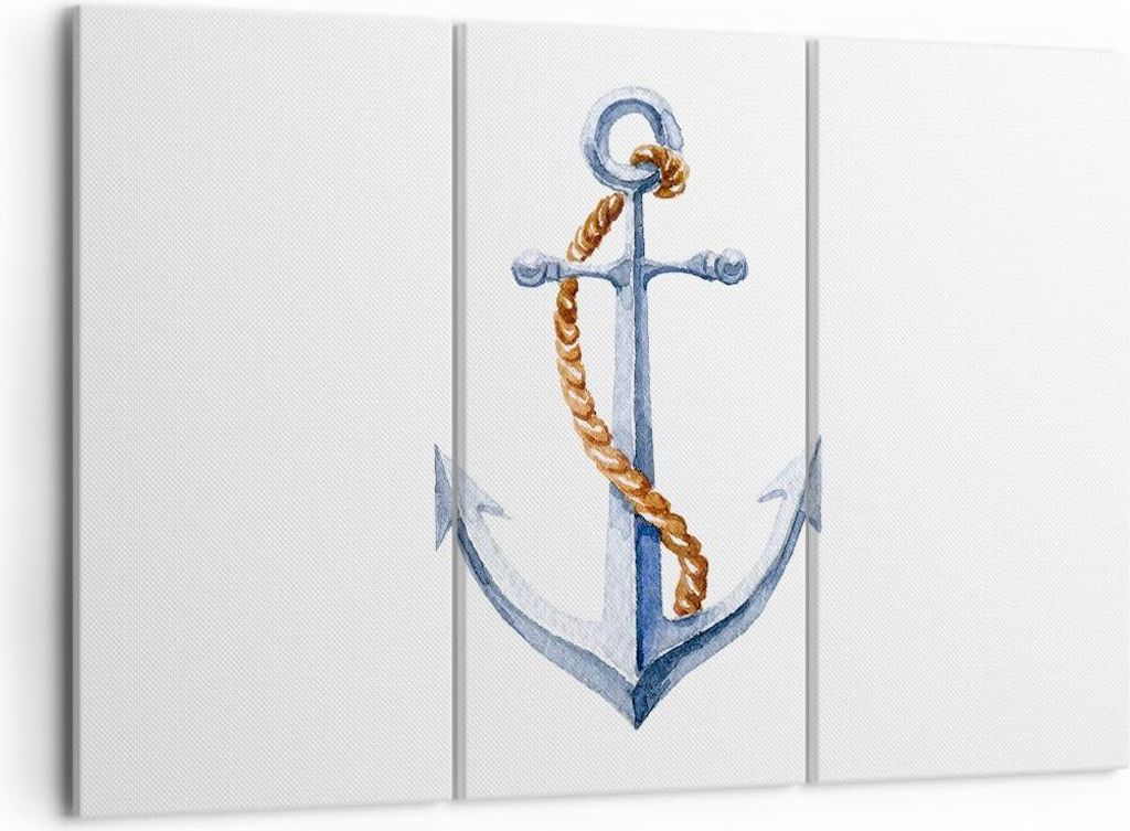Bild auf Leinwand - Leinwandbild - Anker Seil Segeln Meer - 105x70cm - Wand Bild - Wanddeko - Leinwanddruck - Bilder - Kunstdruck - Wanddekoration ...