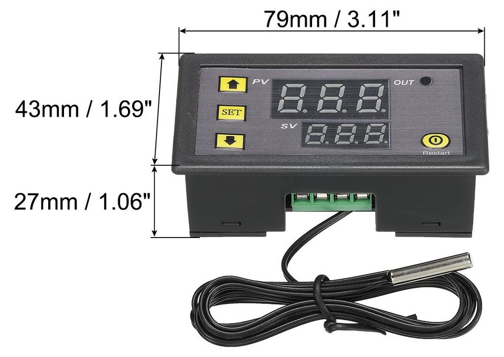 12V DC LED Digital Temperatur Regler Thermostat Meter Heizung Kš¹hlung -20 bis 100¡ãC W3230 Relais Ausgang mit NTC Temperatursonde Wasserdicht