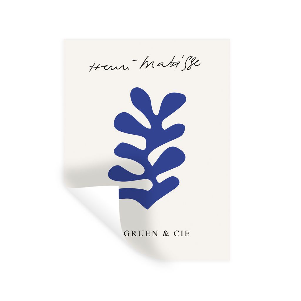 MuchoWow Wandtattoo Wandsticker Wandaufkleber Abstrakt - Blau - Kunst - Matisse 90x120 cm Selbstklebend und Repositionierbar - Faltenfrei