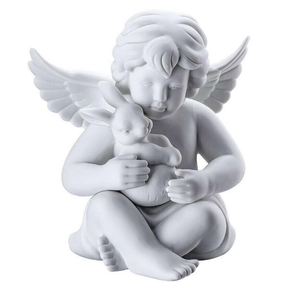 Rosenthal Engel klein -  Weiss matt -  Engel mit Hase Produktbild 