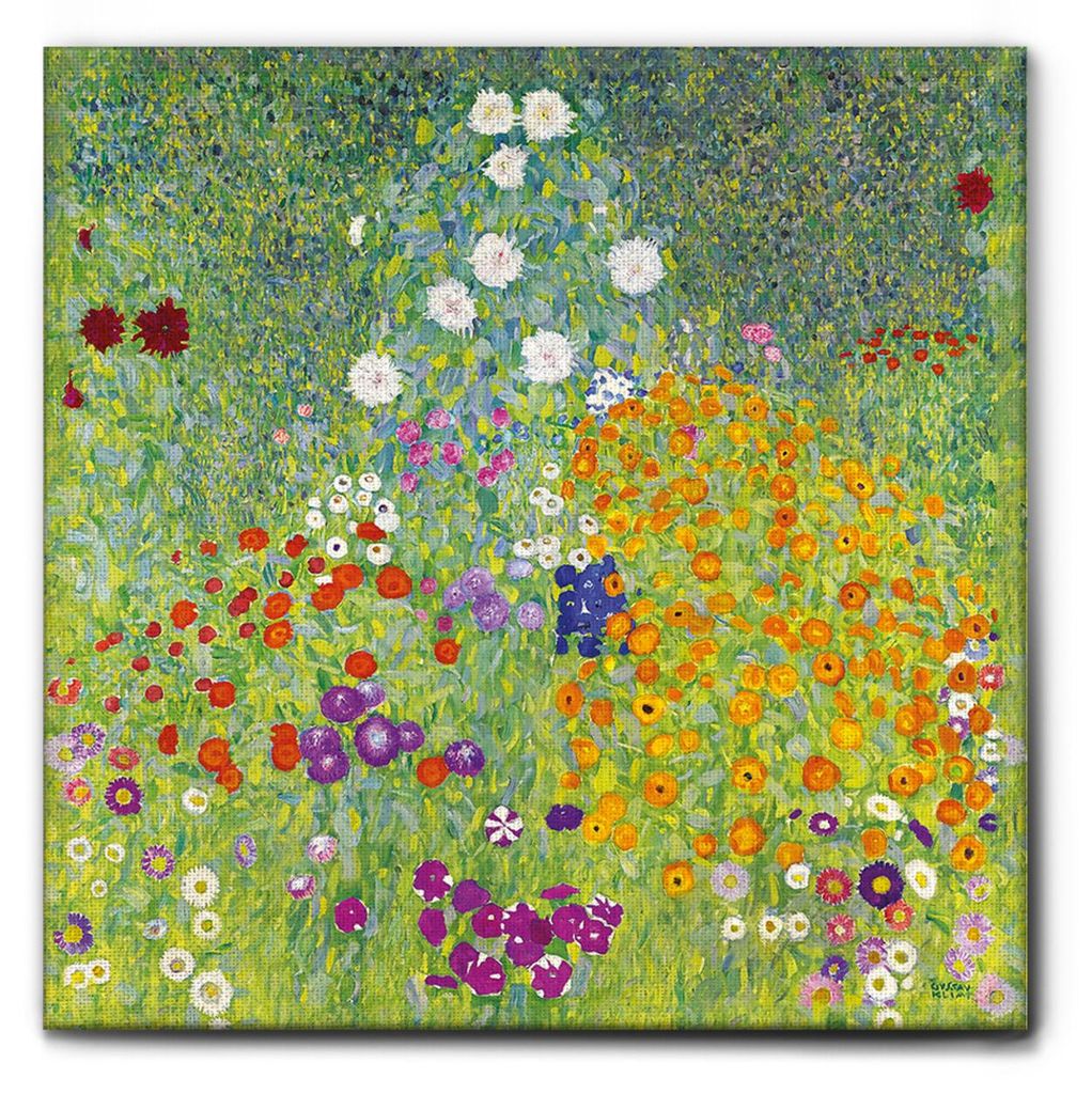 Giallobus - Blumengarten - Gustav Klimt - 50L x 50B cm - Bild - Premium Loom Canvas mit hoher Dicke