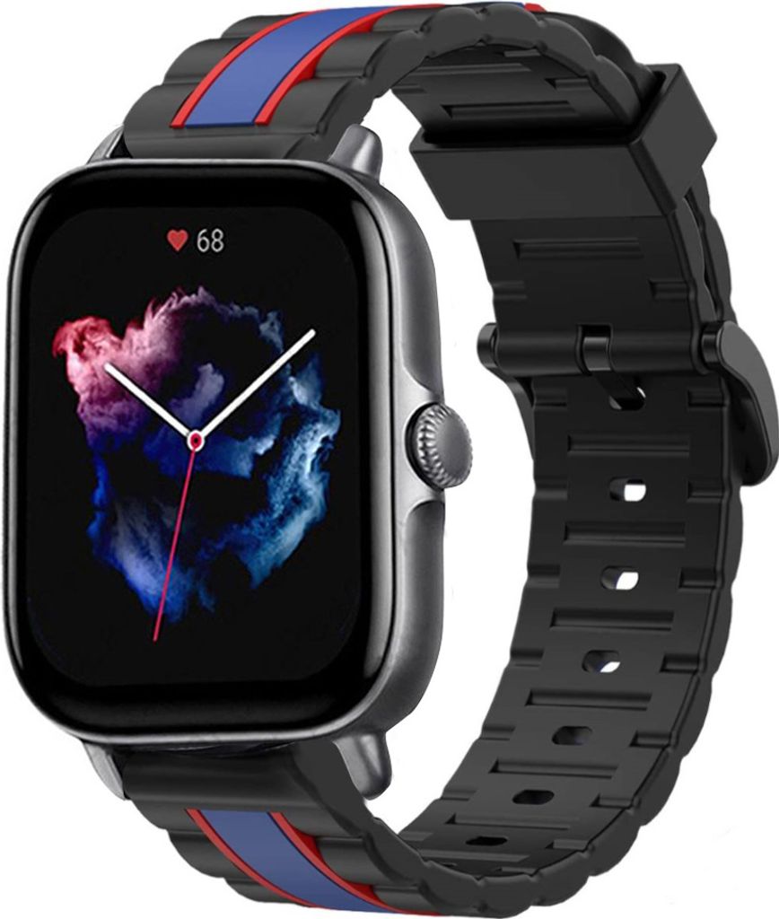 Strap-it Amazfit GTS 3 Special Edition Armband (Schwarz/Blau)