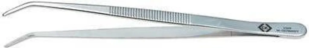 Pince à Bec Pointu Courbé 155 mm en Inox Argent pour Électronique