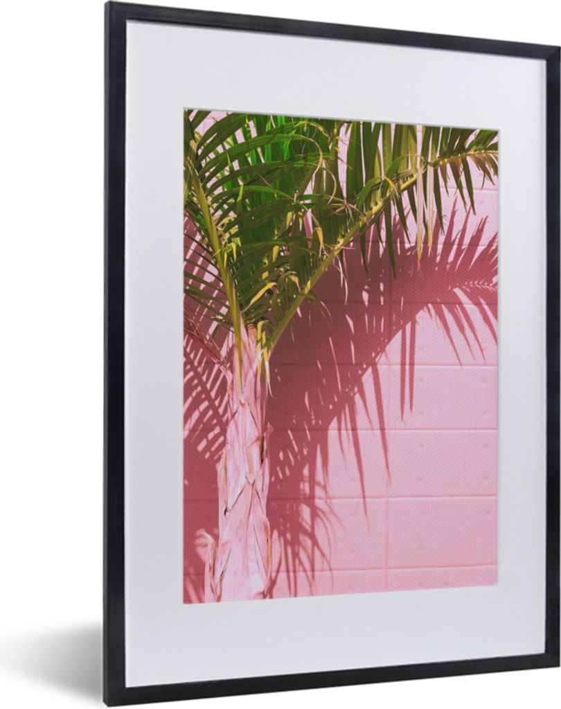 MuchoWow Gerahmtes Poster Pflanze - Sommer - Tropisch - Rosa 30x40 cm - Poster mit Schwarzem Bilderrahmen Wandposter Rahmen Foto Bilder - Wandpos...