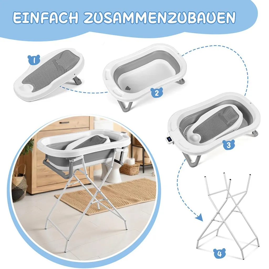 Baignoire bébé pliable idéale pour petit espace avec support ergonomique