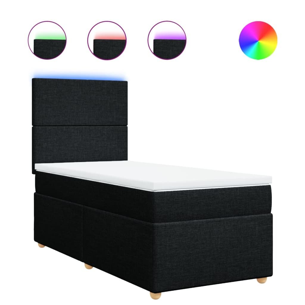 vidaXL Boxspringbett mit Matratze Schwarz 100x200 cm Stoff