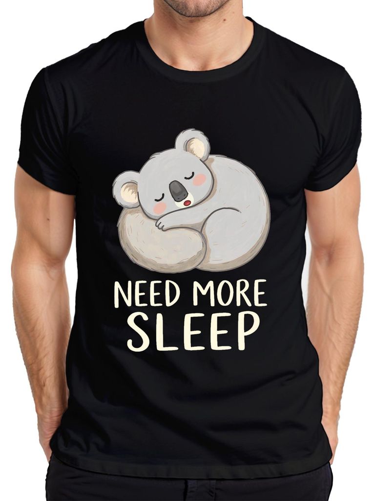 Need More Sleep Koala süßer Baby Geschenk niedlich Schlaf lustig Herren T-Shirt, Schwarz, L