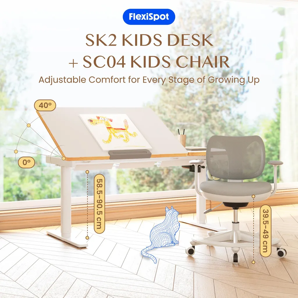Ensemble bureau et chaise pour enfants assis debout motorisé FLEXISPOT