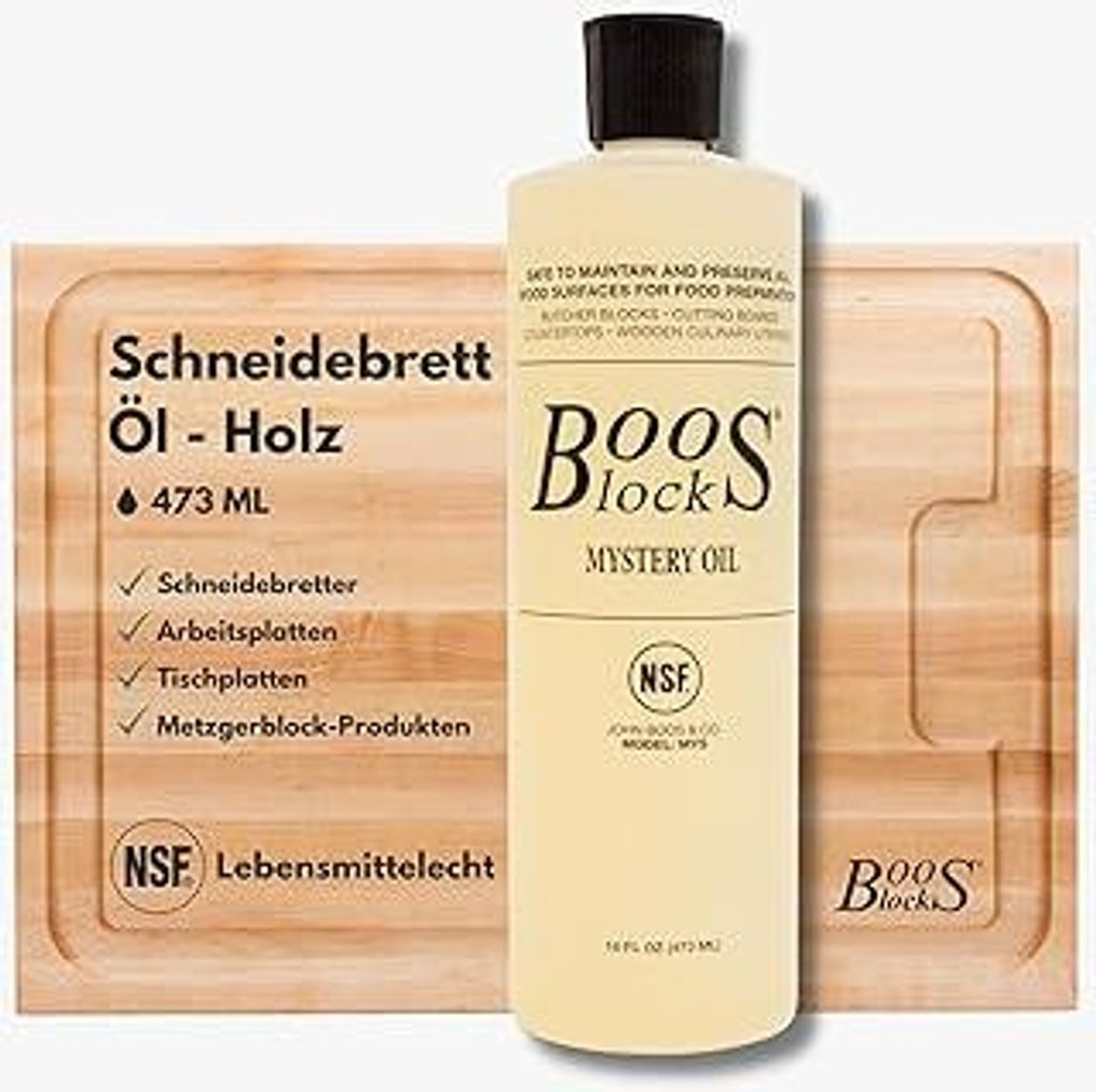 Boos Block Mystery Oil - 473 ML – Holzöl Lebensmittelecht - Schneidebrett Öl Lebensmittelecht - Mineralöl – Arbeitsplattenöl - Holzpflege