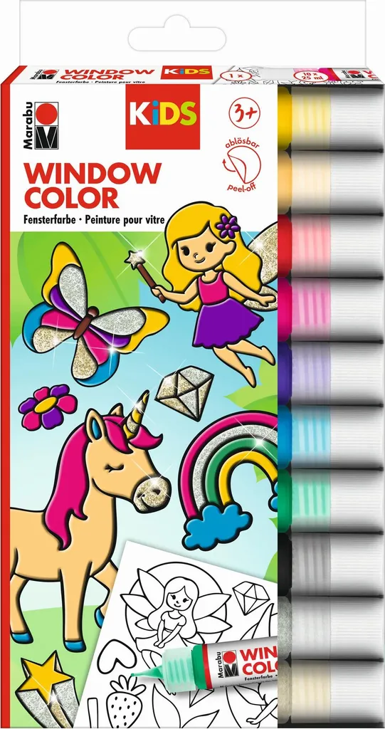 Peinture Repositionnable pour Vitres Enfant Marabu KiDS 10 Couleurs