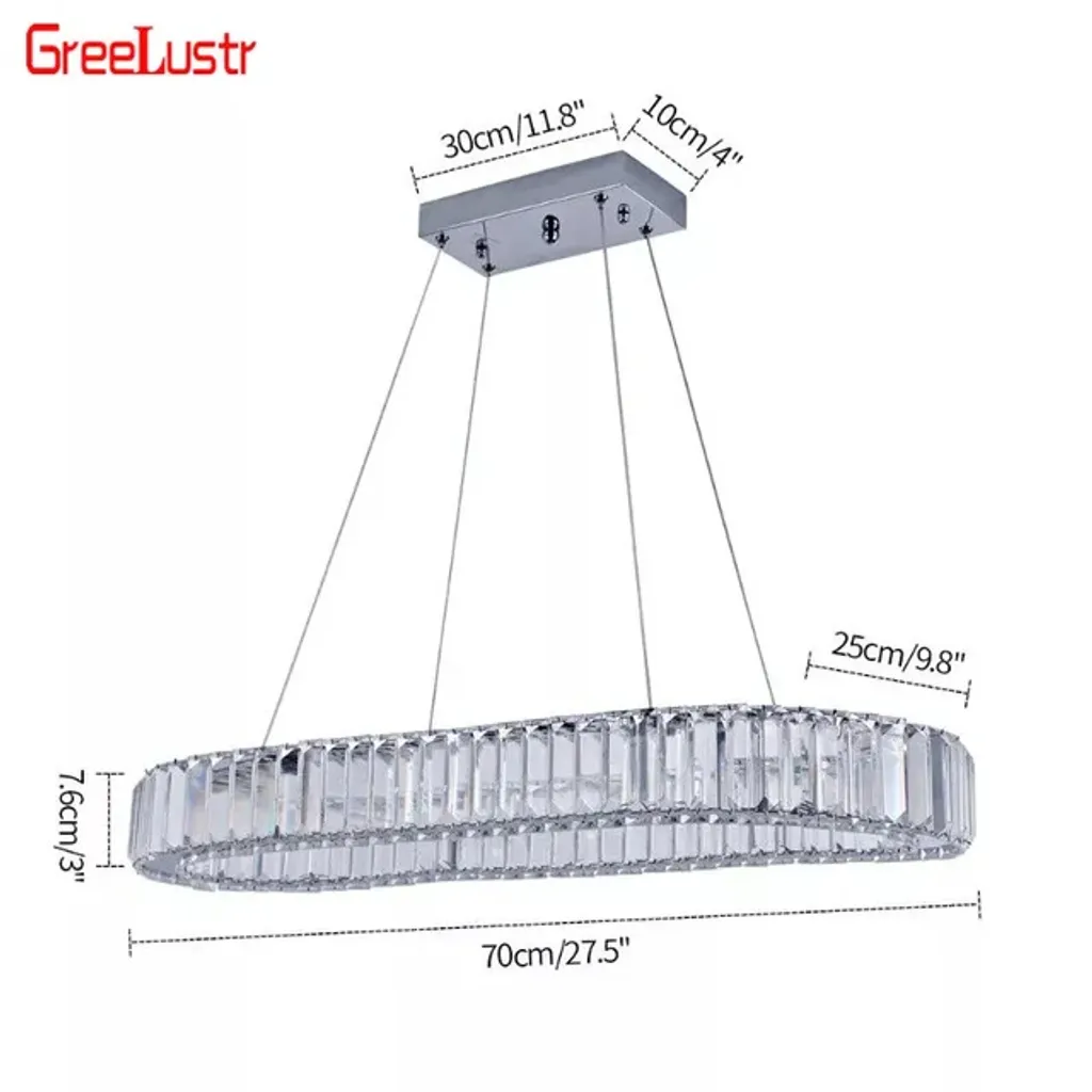 Lustre Design de Luxe en Acier Inox Ovale D70cm Dimmable Télécommande