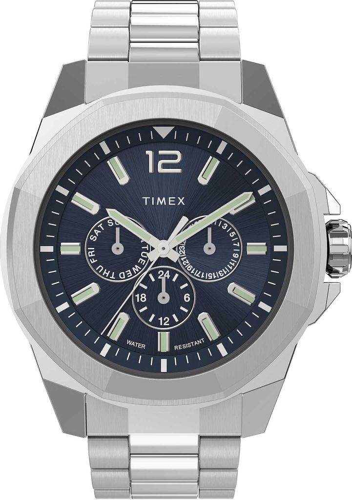 A close-up studio shot of a men's wristwatch.