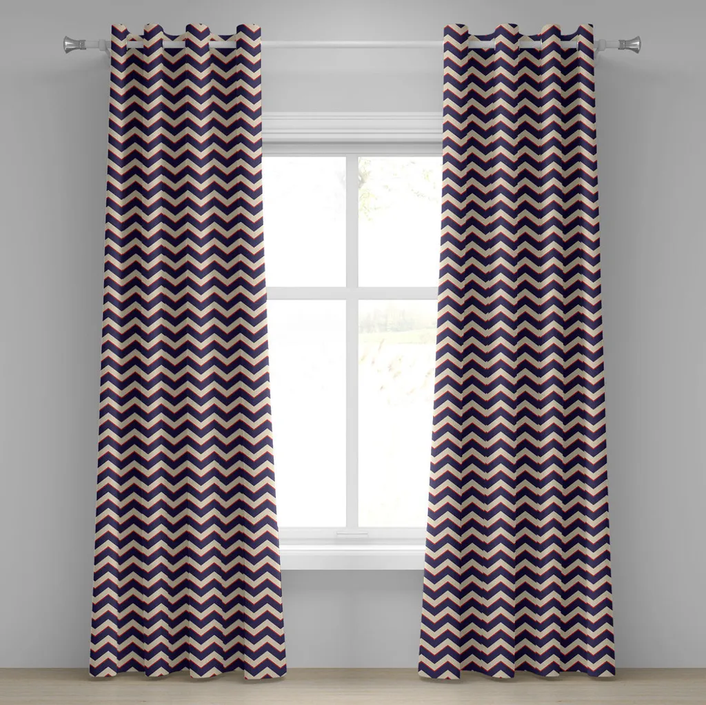 Rideau à œillets ABAKUHAUS Marine Zigzag Chevron Violet Beige Rouge